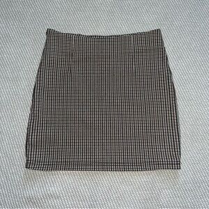 Shein Brown White Black Houndstooth Stretch Mini Skirt Sz Xs